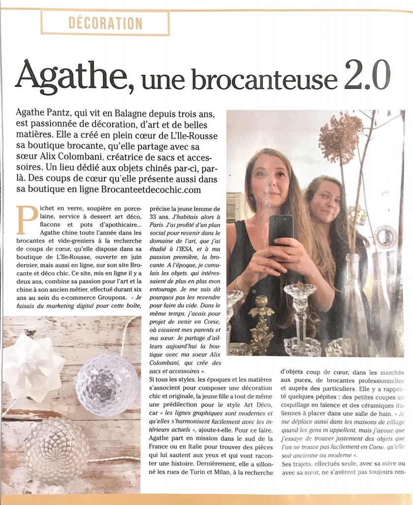 Corse Matin - Version Fémina - Mai 2019 Brocante et Déco Chic Agathe Pantz